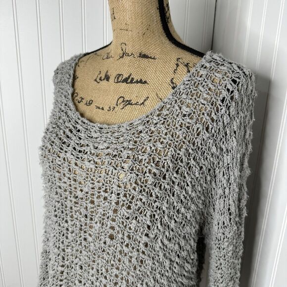 Nomadic Traders Loose Weave Sweater Sz M/L Gray Pullover Layering Slouchy Boho - Picture 2 of 11